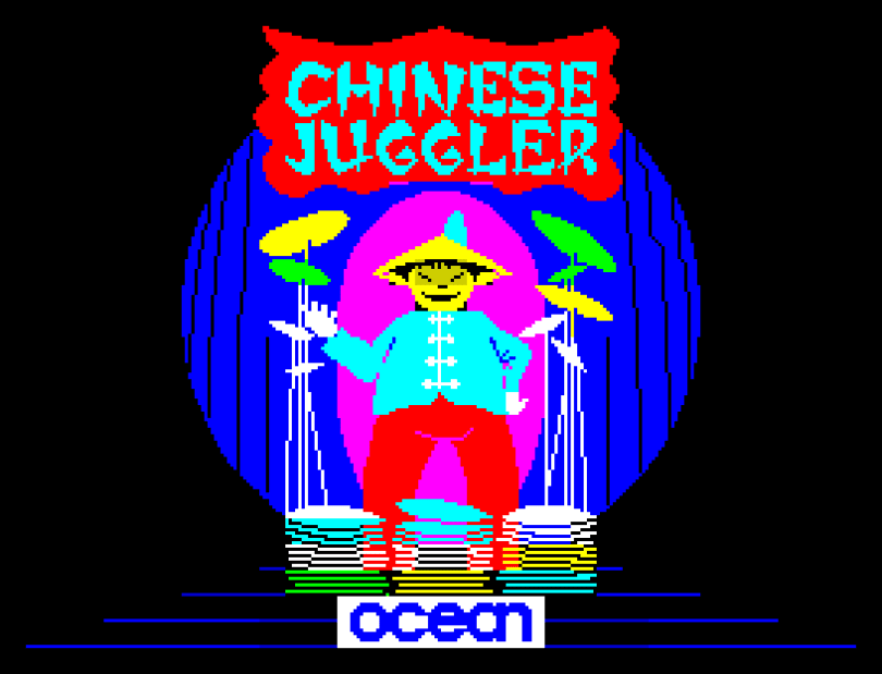 The truly fantastic Chinese Juggler ZX Spectrum Loading Screen art by Ocean Software