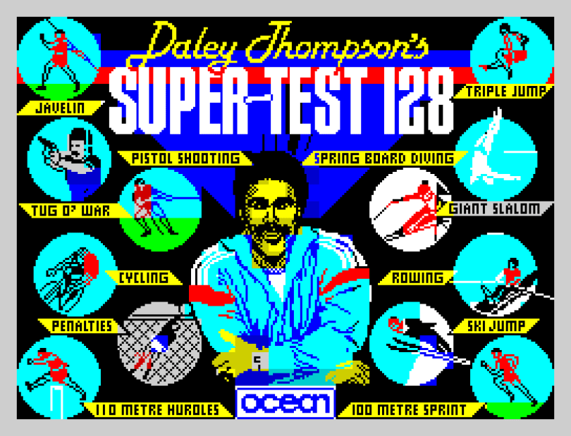 Daley Thompson's Super-Test 128 ZX Spectrum Loading Screen by Ocean Software