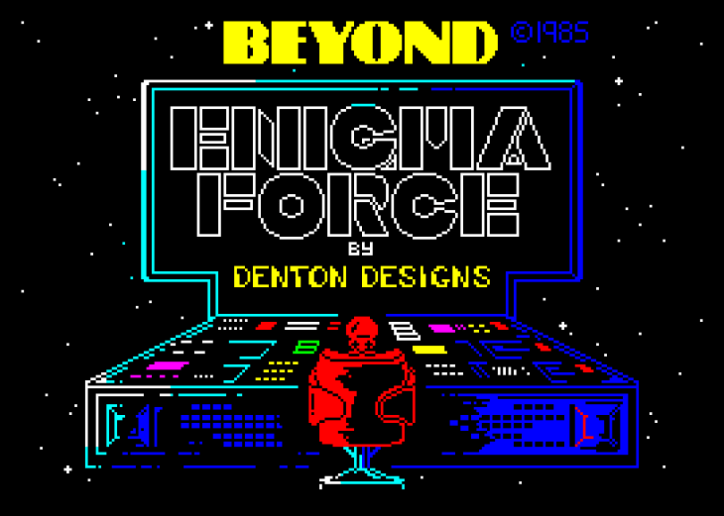 Beautifully simple Enigma Force ZX Spectrum Loading Screen, by Beyond Software