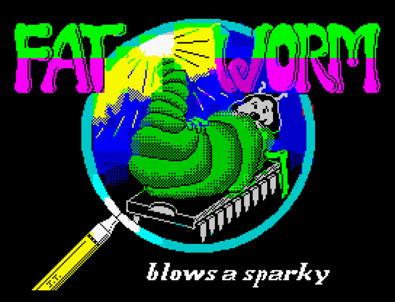Fat Worm Blows A Sparky by Durrell ZX Spectrum Loading Screen