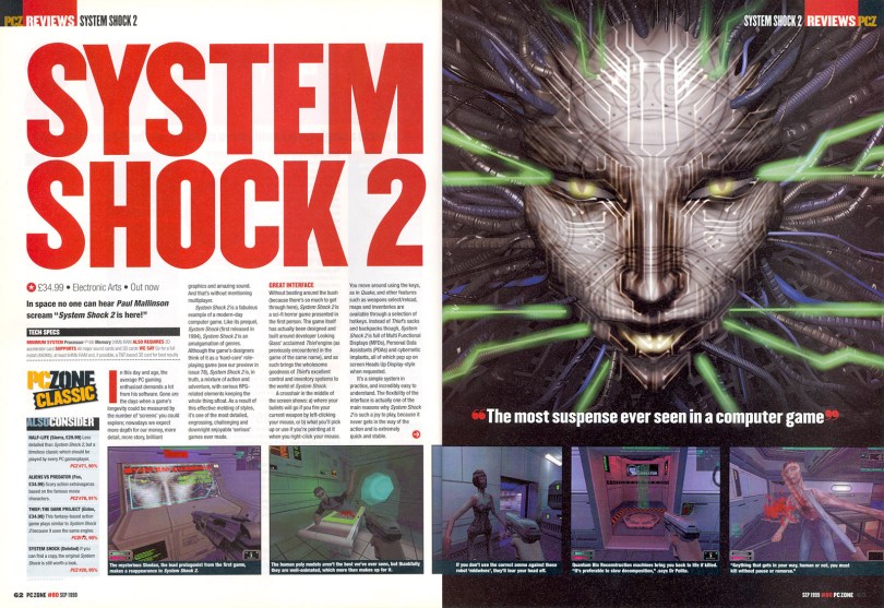 The opening double page spread of my System Shock 2 review.