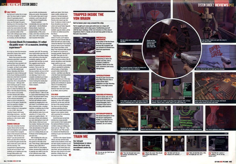 The continuation of my System Shock 2 review in PC Zone magazine, September 1999.