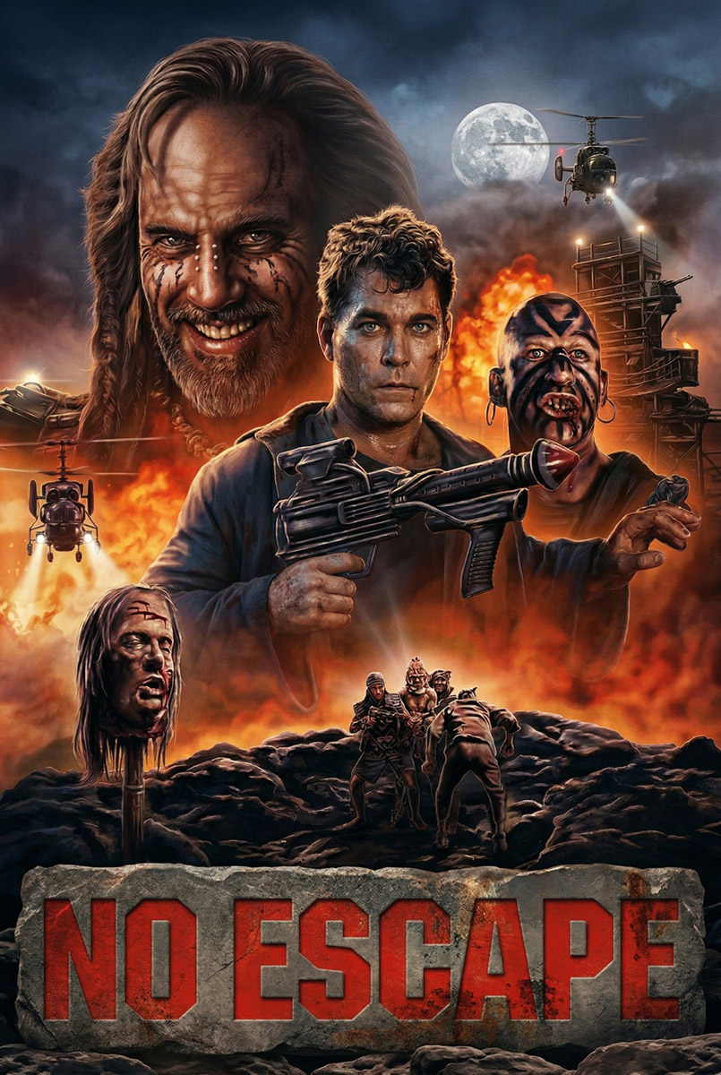 Movie poster for the 1994 film "No Escape", starring Ray Liotta and Lance Henrikssen.